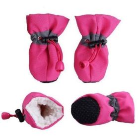 Dogs Winter Warm Shoes 4 PCS Set - S - Pink-United States