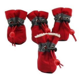 Dogs Winter Warm Shoes 4 PCS Set - S - Red-United States
