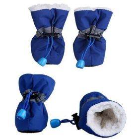 Dogs Winter Warm Shoes 4 PCS Set - S - Blue-United States