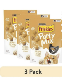 (3 pack) Purina Friskies Party Mix Gravy-licious, Cat Treats, Chicken & Gravy, 6 oz Bag - (3 pack) Purina Friskies Party
