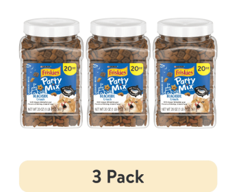 (3 pack) Purina Friskies Party Mix Beachside Crunch, Cat Treats, Shrimp, Crab, & Tuna, 20 oz Canister - (3 pack) Purina Friskies Party Mix