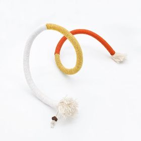 Cotton Rope Toys, 27.55Inches Color Blocking Cotton Rope Toys, Safe Cat Toys Teething Chew for Boredom and Stimulating - Orange+Yellow+Beige