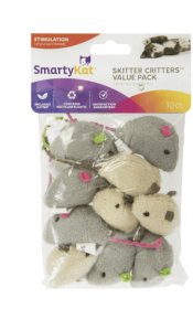 SmartyKat Skitter Critters Value Pack, Soft Plush Catnip Filled Mice Cat Toys, 10 Count - SmartyKat Skitter Critters Value Pack,