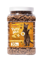 Purina Friskies Party Mix Cheezy Craze Crunch, Cat Treats, Cheddar, Swiss, Monterey Jack, 20 oz Canister - Purina Friskies Party Mix