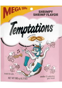 Temptations Classic Shrimpy Shrimp Flavor Crunchy And Soft Dry Cat Treats, 6.3 Oz Pouch - Temptations Classic Shrimpy