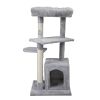Double Level Cat Tree Stand House Furniture Kittens Activity Tower Posts Kitty Pet Play House; XH - light gray