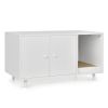 Cat Litter Box Enclosure with Divider and Double Doors - White