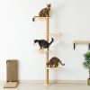 Wall-Mounted Cat Scratching Pad for Small to Large Cat, Indoor Wood Cat Tree with Hammock, Cat Scratcher Perch - Burlywood