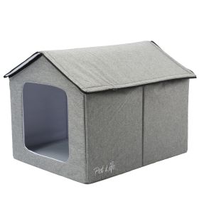 Pet Life "Hush Puppy" Electronic Heating and Cooling Smart Collapsible Pet House - Grey - Large