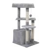 Double Level Cat Tree Stand House Furniture Kittens Activity Tower Posts Kitty Pet Play House - light gray - as Pic
