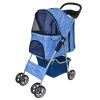 Folding Pet Stroller Dog/Cat Travel Carrier Blue - Blue