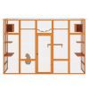 Wooden Cat Enclosure with 6 Jumping Platforms, 2 Cat Condos, Cat Bridge and Scratching Board, Orange - as Pic