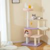 Multi-level Cat Tower with Sisal Covered Scratching Posts - Purplish Pink