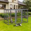 Spacious wooden cat cage with waterproof roof with adjustable pedals suitable - gray - As Pic