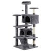53 inch Multi-Level Cat Tree Cat Condo with Scratching Posts Kittens Activity Tower Pet Play House Furniture, Dark Grey - as picture