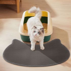 Cat-Head Cat Litter Mat, Waterproof Kitty Litter Trapping Mat, Double Layer Mat, Easy to Clean, Dark Gray - As Picture