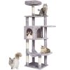 VEVOR Cat Tree 60.6" Cat Tower with Cat Condo Sisal Scratching Post Light Grey - Default