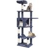 VEVOR Cat Tree 60.6" Cat Tower with Cat Condo Sisal Scratching Post Dark Grey - Default