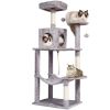 VEVOR Cat Tree 56.2" Cat Tower with Cat Condo Sisal Scratching Post Light Grey - Default