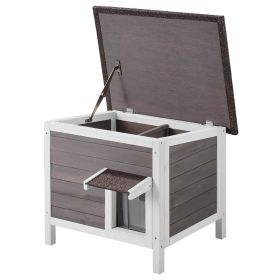 VEVOR Outdoor Cat House Wooden Feral Cat Shelter with Roof & PVC Door Flaps - Default