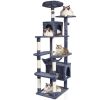 VEVOR Cat Tree 72" Cat Tower with 2 Cat Condos Sisal Scratching Post Dark Grey - Default