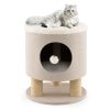 3-in-1 Cat Condo Stool Kitty Bed with Scratching Posts and Plush Ball Toy - Beige