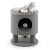 3-in-1 Cat Condo Stool Kitty Bed with Scratching Posts and Plush Ball Toy - Gray