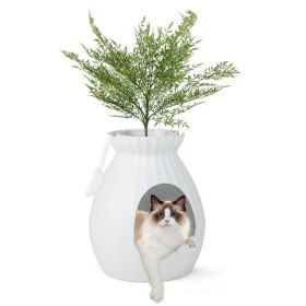 Smart Plant Cat Litter Box with Electronic Odor Removal and Sterilization - White