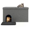 Cat Litter Box Enclosure Hidden Furniture with Urine Proof Litter Mat - GrayC