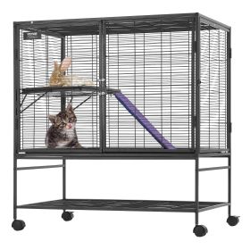 VEVOR 39" Metal Small Animal Cage 2-Tier Rolling Ferret Cage with Tray A Ramp - Default