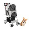 Folding Pet Stroller with Adjustable Canopy for Outdoor - Gray - pets supplies
