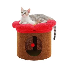 Cylindrical Flower-Shaped Cat House for Home Decor - Brown - M