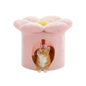 Cylindrical Flower-Shaped Cat House for Home Decor - Pink - M