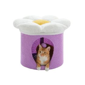 Cylindrical Flower-Shaped Cat House for Home Decor - Purple - M