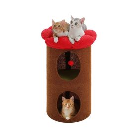 Cylindrical Flower-Shaped Cat House for Home Decor - Brown - L