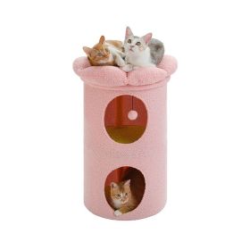 Cylindrical Flower-Shaped Cat House for Home Decor - Pink - L