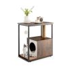 Cat Furniture Coffee Table Cat House with Scratching Post - Rustic Brown - Cat House