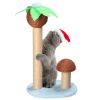 27.5in Coconut Palm Tree Cat Scratching Post, Cute Cat Scratcher with Natural Sisal Posts & Dangling Balls for Indoor Cats - as picture