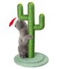 26in Cactus Cat Scratching Post, Cute Cat Scratcher with Natural Sisal Posts & Flower Toppers for Indoor Cats - as picture