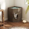 Hidden Cat Litter Box Enclosure with Waterproof Litter Bag and PP Mat, Dark Brown - As Picture
