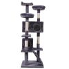 Cat Tree Cat Tower with Scratching Ball, Plush Cushion, Ladder and Condos for Indoor Cats, Gray - as Pic
