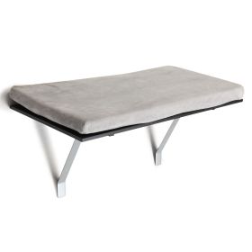 Cat Perch Window Mounted Shelf Bed with Velvet Cushion for Rest, Black Gray - as Pic