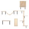 5 Pcs Wall Mounted Cat Climber Set, Floating Cat Shelves and Perches, Cat Activity Tree with Scratching Posts, Modern Cat Furniture, Beige - as Pic