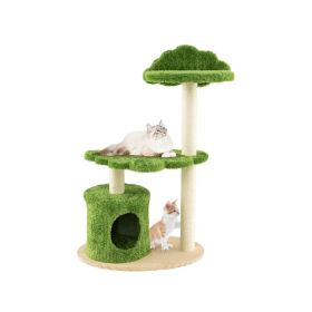 Cute Cat Tree for Indoor Cats with Supporting Frame - Green - Pet entertainment