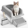 VEVOR 6 in Deep Cat Litter Box Odor-Free Litter Box with Filtering Foot Board - Light Gray