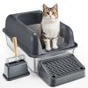 VEVOR 6 in Deep Cat Litter Box Odor-Free Litter Box with Filtering Foot Board - Dark Gray