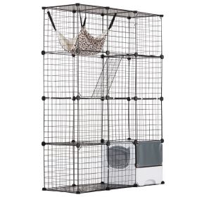 Large 4-tier Cat Cage 41 x 14 x 55" Metal Wire Cat Enclosure with Hammock - L41 x W18 x H55 in