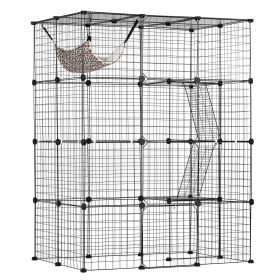 Large 4-tier Cat Cage 41 x 28 x 55" Metal Wire Cat Enclosure with Hammock - L41 x W28 x H55 in