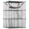 Large 3-tier Cat Cage 28 x 28 x 41" Metal Wire Playpen Catio with Hammock - L28 x W28 x H41 in