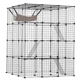 Large 4-tier Cat Cage 41 x 41 x 55" Metal Wire Cat Enclosure with Hammock - L41 x W41 x H55 in